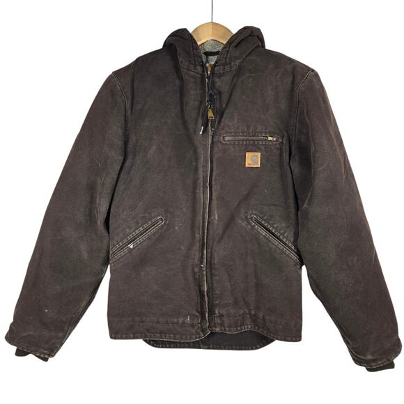 Carhartt Other - Carhartt Sandstone Sierra Jacket Mens Small Dark Brown Sherpa Hooded Utility